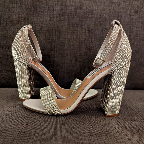 STEVE MADDEN Carrson Heeled Sandals in Crystal Size 7.5 New - Picture 3 of 16